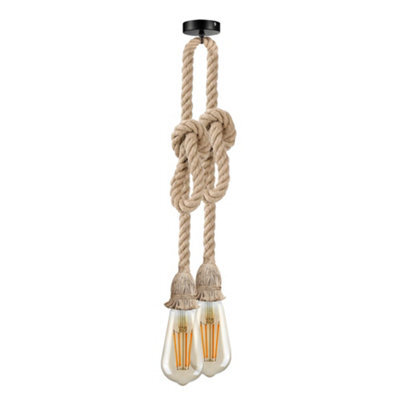 Double Rope Pendant Lighting Jute Rope 3M Pendant Light Manila Hemp Rope 2 Lights Rope Chandelier Farmhouse Pendant Lighting - image 1