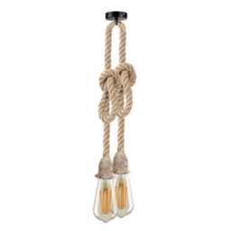 Double Rope Pendant Lighting Jute Rope 3M Pendant Light Manila Hemp Rope 2 Lights Rope Chandelier Farmhouse Pendant Lighting - thumbnail 1