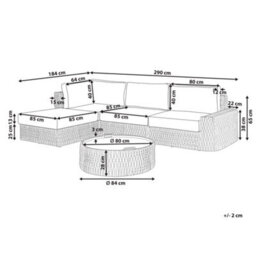 Beliani Garden Corner Sofa With Table 4 Seater Oliveri Pe Rattan Right Hand Beige - thumbnail 3