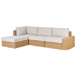 Beliani Garden Corner Sofa With Table 4 Seater Oliveri Pe Rattan Right Hand Beige - thumbnail 5