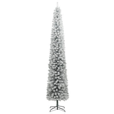 Berkfield Sturdy Slim Christmas Tree With Stand And Flocked Snow 270 Cm Pvc