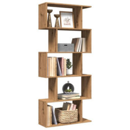Berkfield Room Divider Bookcase 5-Tier Artisan Oak 70X24X161 Cm Engineered Wood - thumbnail 1