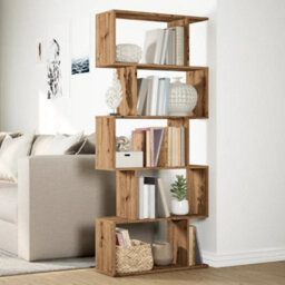 Berkfield Room Divider Bookcase 5-Tier Artisan Oak 70X24X161 Cm Engineered Wood - thumbnail 4