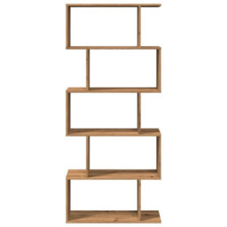 Berkfield Room Divider Bookcase 5-Tier Artisan Oak 70X24X161 Cm Engineered Wood - thumbnail 5