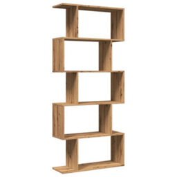 Berkfield Room Divider Bookcase 5-Tier Artisan Oak 70X24X161 Cm Engineered Wood - thumbnail 7