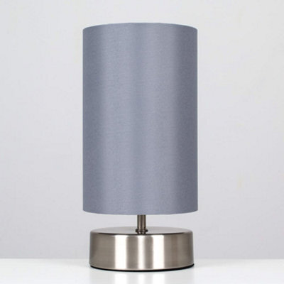 Valuelights Francis Brushed Chrome Touch Table Lamp With Grey Shade And Bulbs - image 1