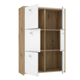Wyld Haus Willowmere 6-Door Chest Cabinet In White And Artisan Oak - thumbnail 8