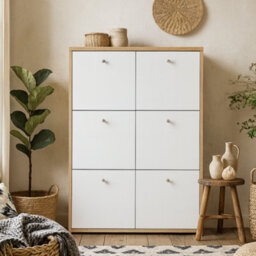 Wyld Haus Willowmere 6-Door Chest Cabinet In White And Artisan Oak - thumbnail 1