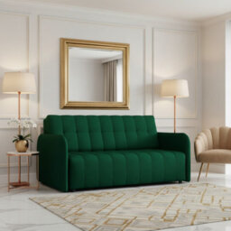 Viva Grand Iv Sofa Bed With Storage And Wooden Legs, Wavy Springs, Sleep Function Size 165X98X85 Cm Green - thumbnail 1