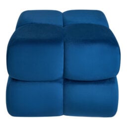 Wyld And Coco Novalux Navy Velvet Square Pouffe 60 X 60 Cm Modern Footstool - thumbnail 3