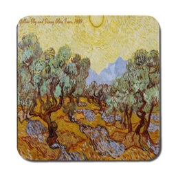 Benjamin Tate Design Yellow Sky And Sunny Olive Trees Placemats And Coaster Set - thumbnail 3