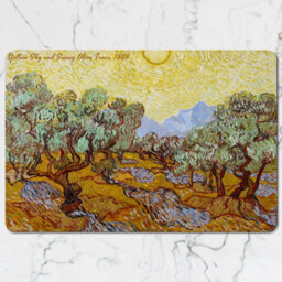Benjamin Tate Design Yellow Sky And Sunny Olive Trees Placemats And Coaster Set - thumbnail 2