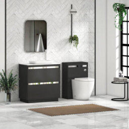 Royal Bathrooms Orion 800mm Matt Obsidian Black Floor Standing Plain White Countertop Vanity Unit 2 Drawer With Qubix Basin & Chrome Accent Trim - thumbnail 3