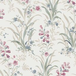 Laura Ashley White, Pink & Duck Egg Mosedale Posy Smooth Wallpaper - thumbnail 3