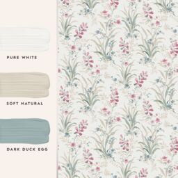 Laura Ashley White, Pink & Duck Egg Mosedale Posy Smooth Wallpaper - thumbnail 6