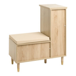 Beliani Shoe Storage Bench Forster Light Brown - thumbnail 6