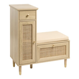 Beliani Shoe Storage Bench Forster Light Brown - thumbnail 1
