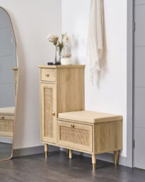 Beliani Shoe Storage Bench Forster Light Brown - thumbnail 2