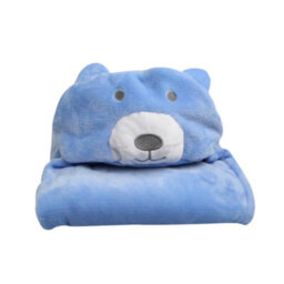 Woodside Home Living Hooded Baby Blanket - Blue Teddy Bear