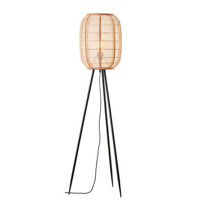 Luminosa Lighting Luminosa Zaire Complete Floor Lamp, Natural Linen, Natural Bamboo, Matt Black - image 1