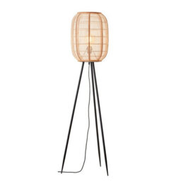 Luminosa Lighting Luminosa Zaire Complete Floor Lamp, Natural Linen, Natural Bamboo, Matt Black