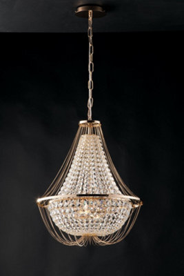 Luminosa Lighting Luminosa Vienna Crystal K9 Chandelier, 45Cm Diameter, Gold, E14