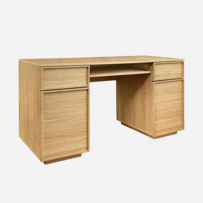 Sweeek - Wood Effect Desk 2 Doors 2 Drawers 1 Niche 140Cm Natural 140X55X77 Cm - Kuba - image 1
