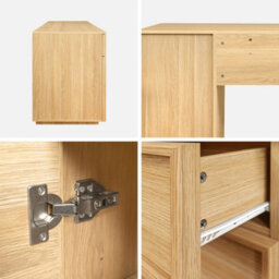 Sweeek - Wood Effect Desk 2 Doors 2 Drawers 1 Niche 140Cm Natural 140X55X77 Cm - Kuba - thumbnail 4