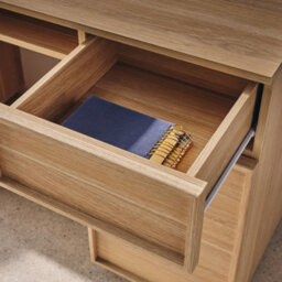 Sweeek - Wood Effect Desk 2 Doors 2 Drawers 1 Niche 140Cm Natural 140X55X77 Cm - Kuba - thumbnail 6