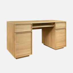 Sweeek - Wood Effect Desk 2 Doors 2 Drawers 1 Niche 140Cm Natural 140X55X77 Cm - Kuba - thumbnail 1