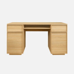 Sweeek - Wood Effect Desk 2 Doors 2 Drawers 1 Niche 140Cm Natural 140X55X77 Cm - Kuba - thumbnail 2