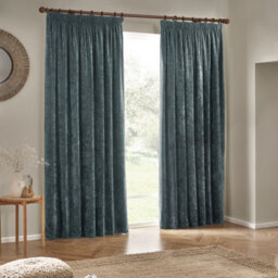 Yard Heavy Chenille Velvet Room Darkening Pencil Pleat Curtain Pair Marine (W)117Cm X (D)137Cm - thumbnail 5