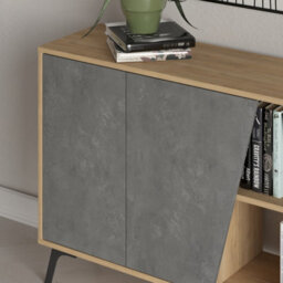 Decortie Modern Fiona Console Sideboard Storage Cabinet 180(W)Cm Oak, Retro Grey - thumbnail 4