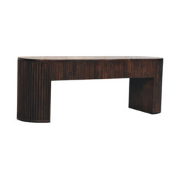 Artisan Furniture Solid Wood Velvet Mocha Fluted Bench, Dark Brown - thumbnail 3