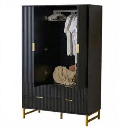 3-Doors Wardrobe Cabinet With 4 Drawers, Hanging Rail-118X55X185 Cm - thumbnail 7