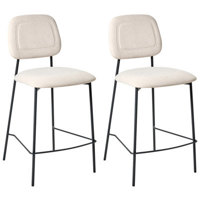 Beliani Set Of 2 Bar Chairs Duette Velvet Light Beige - image 1