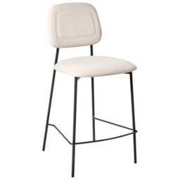 Beliani Set Of 2 Bar Chairs Duette Velvet Light Beige - thumbnail 4