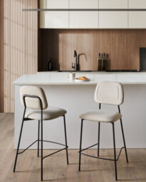 Beliani Set Of 2 Bar Chairs Duette Velvet Light Beige - thumbnail 2