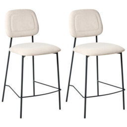 Beliani Set Of 2 Bar Chairs Duette Velvet Light Beige - thumbnail 1