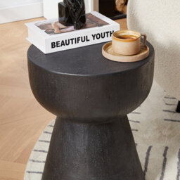 Nordlys Side Table In Black Magnesite Indoor Outdoor Modern Design Style Living Room - thumbnail 9
