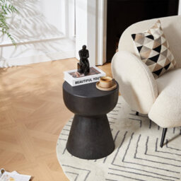 Nordlys Side Table In Black Magnesite Indoor Outdoor Modern Design Style Living Room - thumbnail 5
