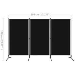 Vidaxl 3-Panel Room Divider Black 260X180 Cm Room Dividers - thumbnail 5