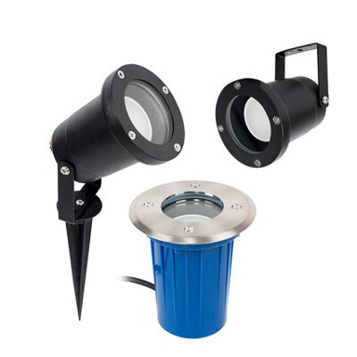 Valuelights Berwick Modern Ip65 Rated 3 In 1 Ground/wall/spike Outdoor Light In Black Finish With Led Bulb - image 1