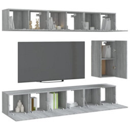 Berkfield 7 Piece Tv Cabinet Set Grey Sonoma Engineered Wood - thumbnail 3