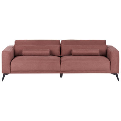 Beliani Sofa 3 Seater Ange Fabric Burgundy - image 1