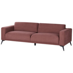Beliani Sofa 3 Seater Ange Fabric Burgundy - thumbnail 7