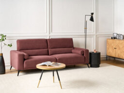 Beliani Sofa 3 Seater Ange Fabric Burgundy - thumbnail 2