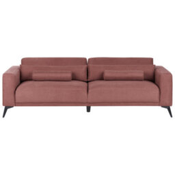 Beliani Sofa 3 Seater Ange Fabric Burgundy - thumbnail 1
