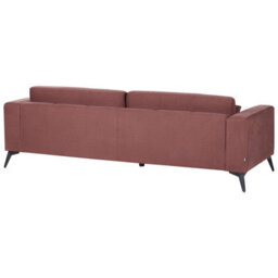 Beliani Sofa 3 Seater Ange Fabric Burgundy - thumbnail 6