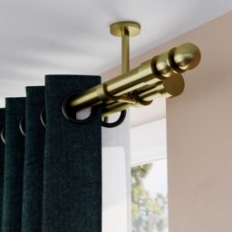 GoodHome Elasa Gold Brass Effect Metal & Plastic Curtain Pole Bracket Double - thumbnail 3